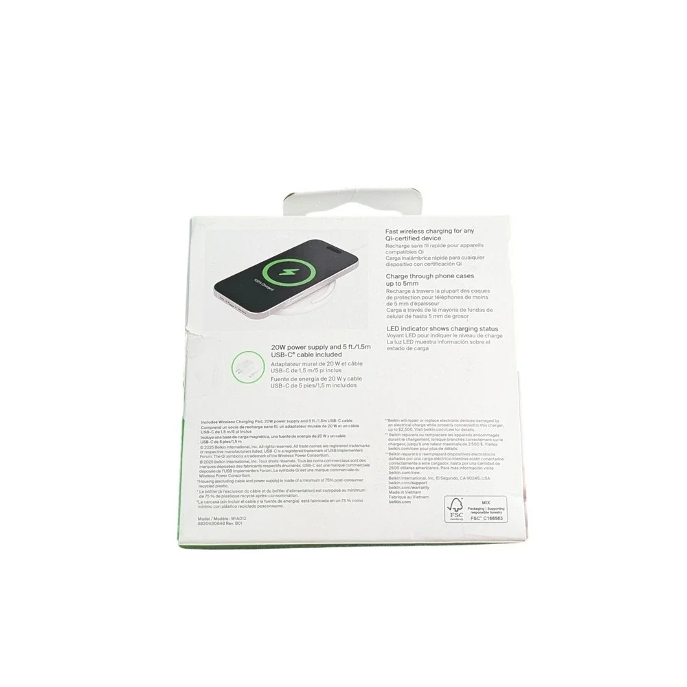 Aa7Ua Belkin Wireless Charging‎ Pad 15W BOOSTCHARGE Qi Charger QI Enabled Device